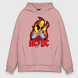 Толстовка оверсайз мужская AC/DC Homer, цвет: пыльно-розовый
