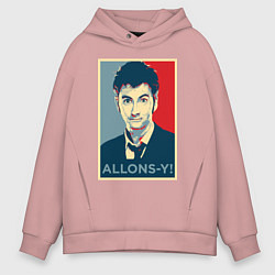 Толстовка оверсайз мужская Allons-y Poster, цвет: пыльно-розовый