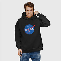 Толстовка оверсайз мужская NASA: Logo, цвет: черный — фото 2