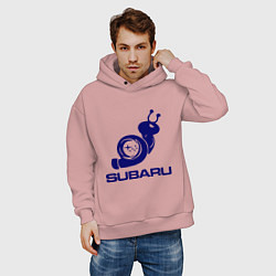 Толстовка оверсайз мужская Subaru, цвет: пыльно-розовый — фото 2