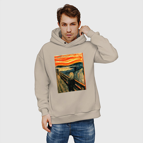 Мужское худи оверсайз Крик / Миндальный – фото 3