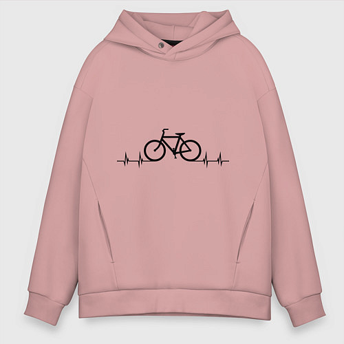 Мужское худи оверсайз Велоспорт / Пыльно-розовый – фото 1