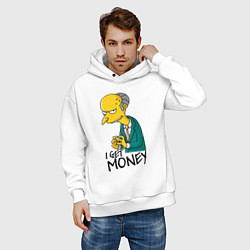 Толстовка оверсайз мужская Mr. Burns: I get money, цвет: белый — фото 2