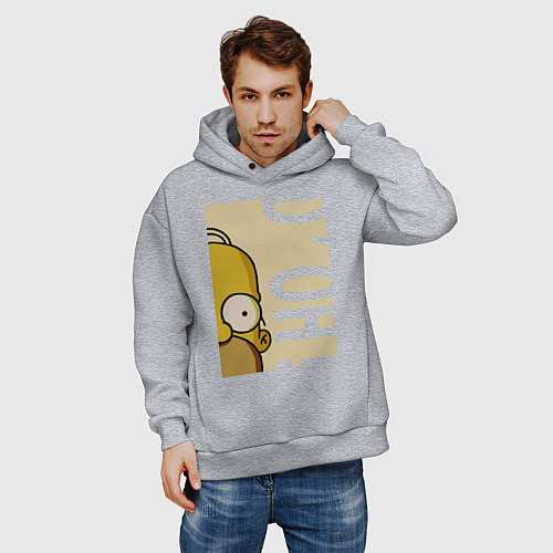 Мужское худи оверсайз Homer Doh! / Меланж – фото 3