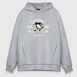Толстовка оверсайз мужская Pittsburgh Penguins: Est.1967, цвет: меланж