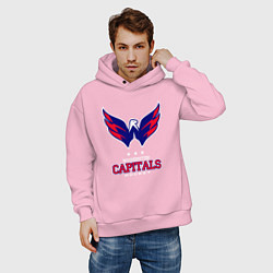 Толстовка оверсайз мужская Washington Capitals, цвет: светло-розовый — фото 2