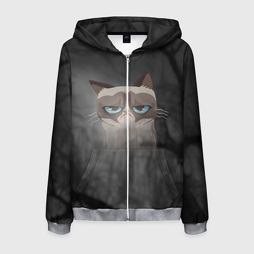 Мужская толстовка на молнии Grumpy Cat / 3D-Меланж – фото 1