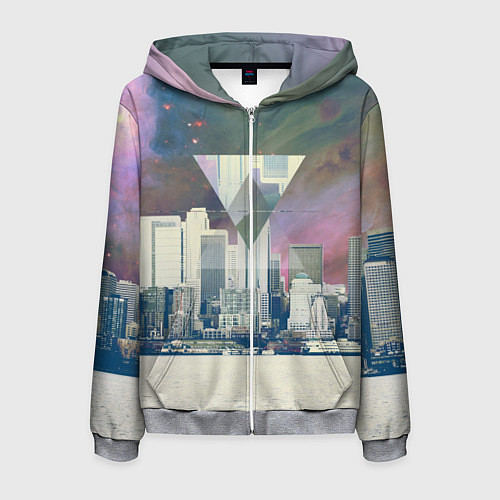 Мужская толстовка на молнии Хипстер / 3D-Меланж – фото 1