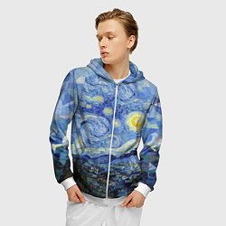 Толстовка 3D на молнии мужская Звездная ночь, цвет: 3D-белый — фото 2