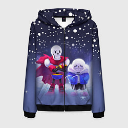 Толстовка 3D на молнии мужская Sans & Papyrus, цвет: 3D-черный