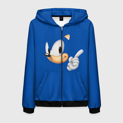 Мужская толстовка на молнии Соник / 3D-Черный – фото 1