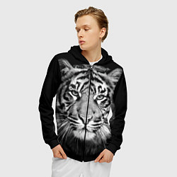 Толстовка 3D на молнии мужская Мордочка тигра, цвет: 3D-черный — фото 2