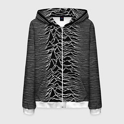 Толстовка 3D на молнии мужская Joy Division: Unknown Pleasures, цвет: 3D-белый