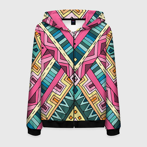 Мужская толстовка на молнии Этнический стиль / 3D-Черный – фото 1