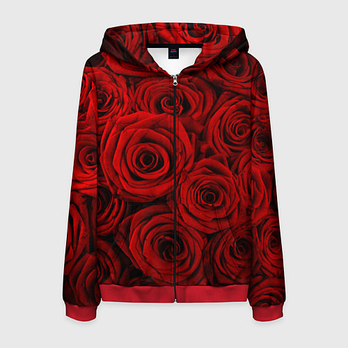 Мужская толстовка на молнии Красные розы / 3D-Красный – фото 1