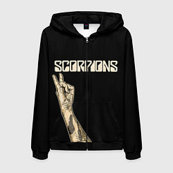 Толстовка 3D на молнии мужская Scorpions Rock, цвет: 3D-черный