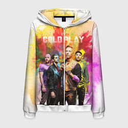 Толстовка 3D на молнии мужская Coldplay, цвет: 3D-белый