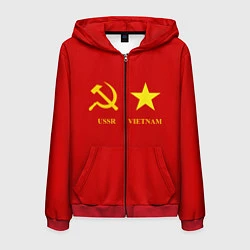 Толстовка 3D на молнии мужская СССР и Вьетнам, цвет: 3D-красный