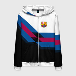 Толстовка 3D на молнии мужская Barcelona FC: Black style, цвет: 3D-белый