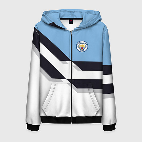 Мужская толстовка на молнии Manchester City FC: White style / 3D-Черный – фото 1