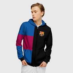 Толстовка 3D на молнии мужская Barcelona FC: Black style, цвет: 3D-черный — фото 2