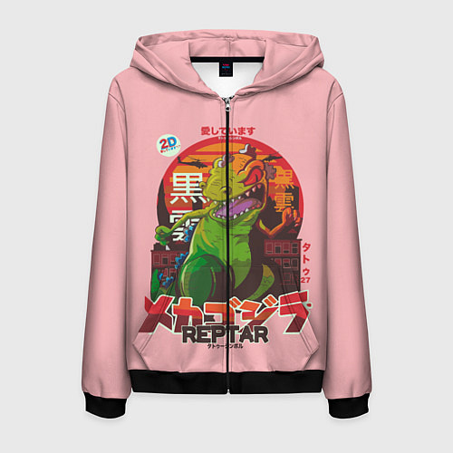 Мужская толстовка на молнии Godzilla Reptar / 3D-Черный – фото 1
