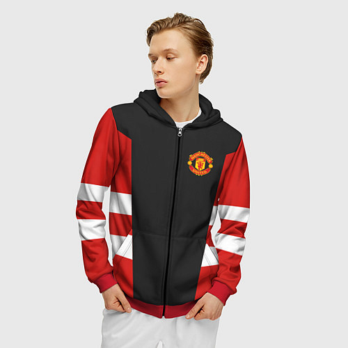 Мужская толстовка на молнии Man UTD FC: Vintage 2018 / 3D-Красный – фото 3