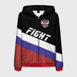 Толстовка 3D на молнии мужская Fight Russia, цвет: 3D-красный