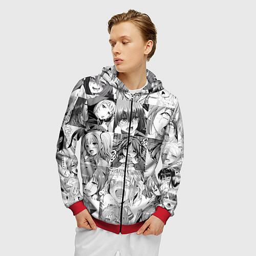 Мужская толстовка на молнии Японская анимация компиляция / 3D-Красный – фото 3