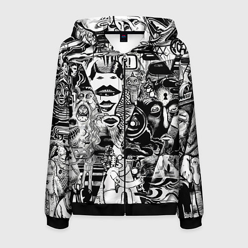 Мужская толстовка на молнии Стикербомбинг / 3D-Черный – фото 1