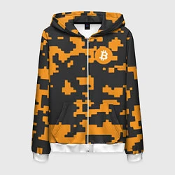 Толстовка 3D на молнии мужская Bitcoin: Orange Camo, цвет: 3D-белый