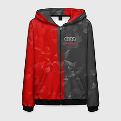 Толстовка 3D на молнии мужская Audi: Red & Grey poly, цвет: 3D-черный