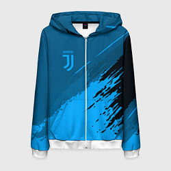 Толстовка 3D на молнии мужская FC Juventus: Blue Original, цвет: 3D-белый