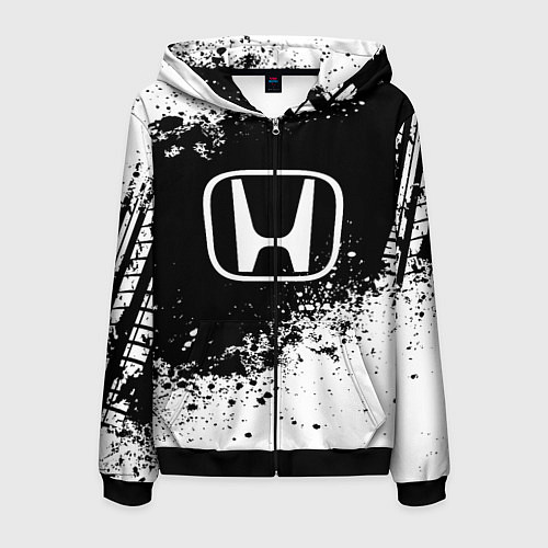 Мужская толстовка на молнии Honda: Black Spray / 3D-Черный – фото 1