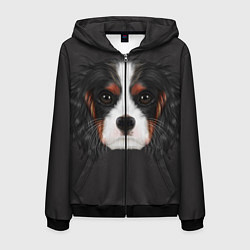 Толстовка 3D на молнии мужская Cavalier King Charles, цвет: 3D-черный