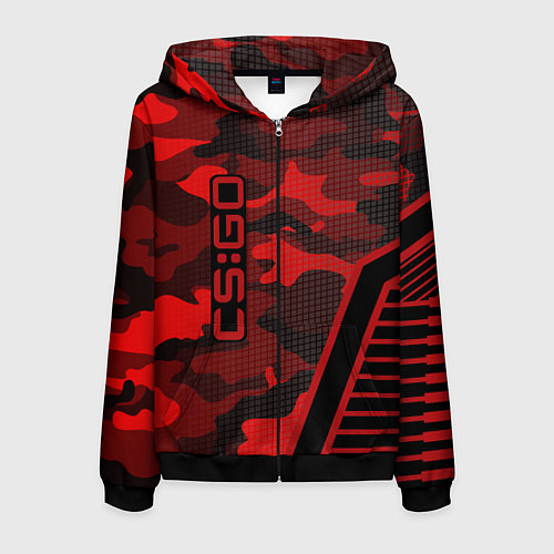 Мужская толстовка на молнии CS:GO Red Camo / 3D-Черный – фото 1