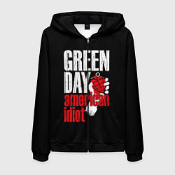 Толстовка 3D на молнии мужская Green Day: American Idiot, цвет: 3D-черный