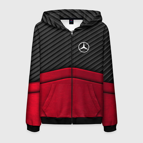 Мужская толстовка на молнии Mercedes Benz: Red Carbon / 3D-Черный – фото 1