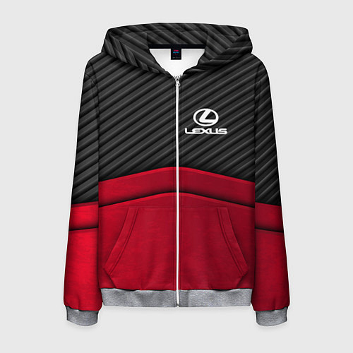 Мужская толстовка на молнии Lexus: Red Carbon / 3D-Меланж – фото 1