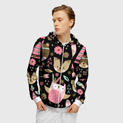 Толстовка 3D на молнии мужская Лесные друзья, цвет: 3D-белый — фото 2