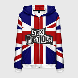 Толстовка 3D на молнии мужская Sex Pistols UK, цвет: 3D-белый