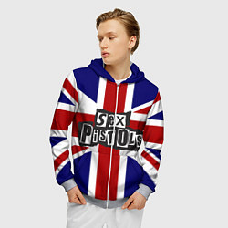 Толстовка 3D на молнии мужская Sex Pistols UK, цвет: 3D-меланж — фото 2