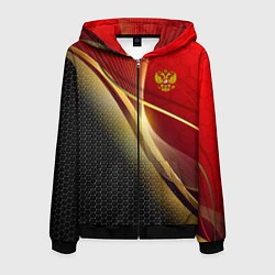 Толстовка 3D на молнии мужская RUSSIA SPORT: Gold Collection, цвет: 3D-черный