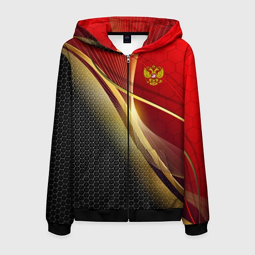 Мужская толстовка на молнии RUSSIA SPORT: Gold Collection / 3D-Черный – фото 1