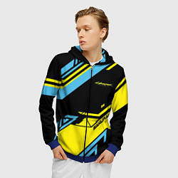 Толстовка 3D на молнии мужская Cyberpunk 2077: Samurai, цвет: 3D-синий — фото 2