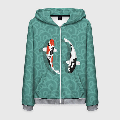 Мужская толстовка на молнии Японские рыбки / 3D-Меланж – фото 1