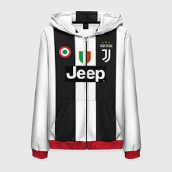 Толстовка 3D на молнии мужская FC Juventus 18-19, цвет: 3D-красный