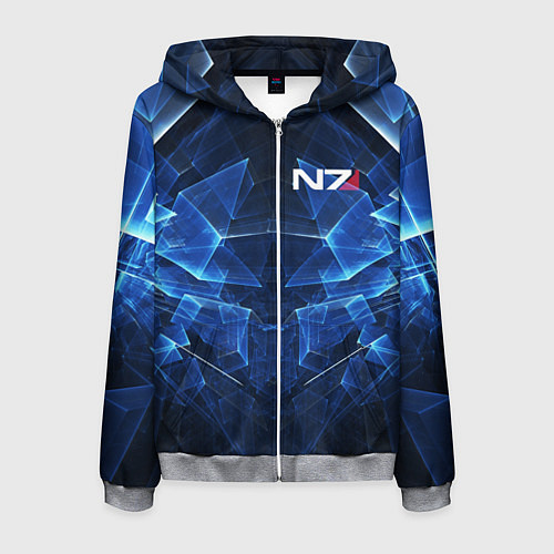 Мужская толстовка на молнии Mass Effect: Blue Armor N7 / 3D-Меланж – фото 1