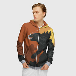 Толстовка 3D на молнии мужская Godzilla: Monster Smoke, цвет: 3D-меланж — фото 2