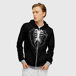 Толстовка 3D на молнии мужская Хэллоуинский скелет, цвет: 3D-меланж — фото 2